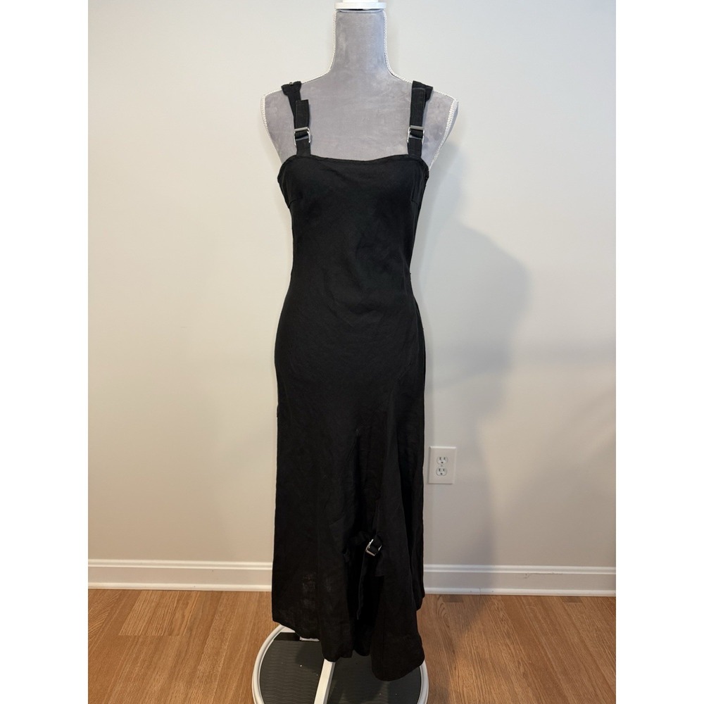 The Hempest Black Maxi Dress Natural Hemp Hippie‎ Beach Boho Lagenlook Sz XS-SM